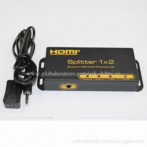 HDMI Splitter, 1x2, with IR Remote Control, 5V DC/2A Power Supply